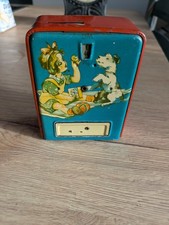 Antik Blech Spardose Geobra Mädchen Hund Schaukelpferd 40er 50er Jahre Funktiert