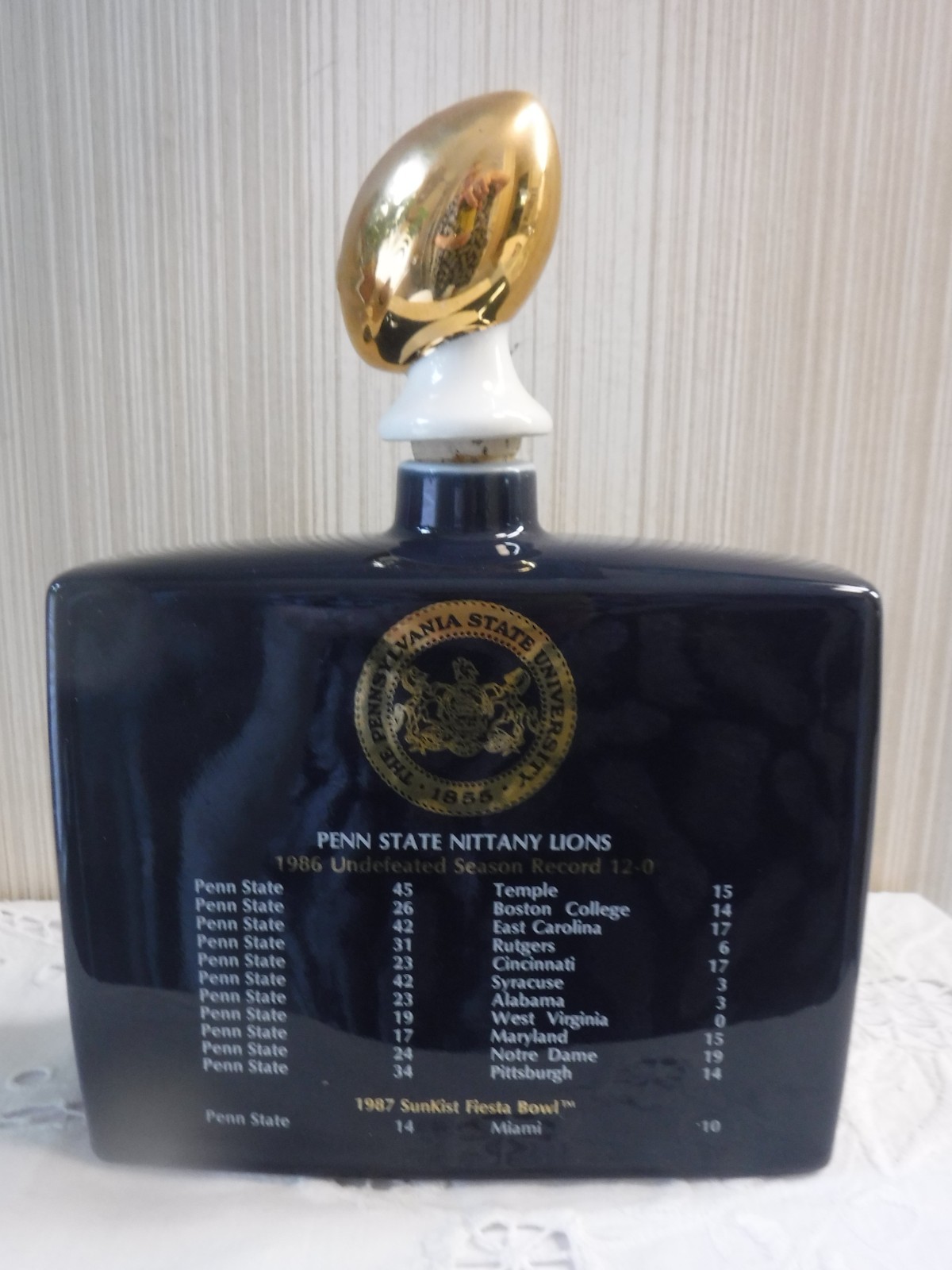 VINTAGE 1986 Penn State Nittany Lions National Champions Decanter~Michter's Dist