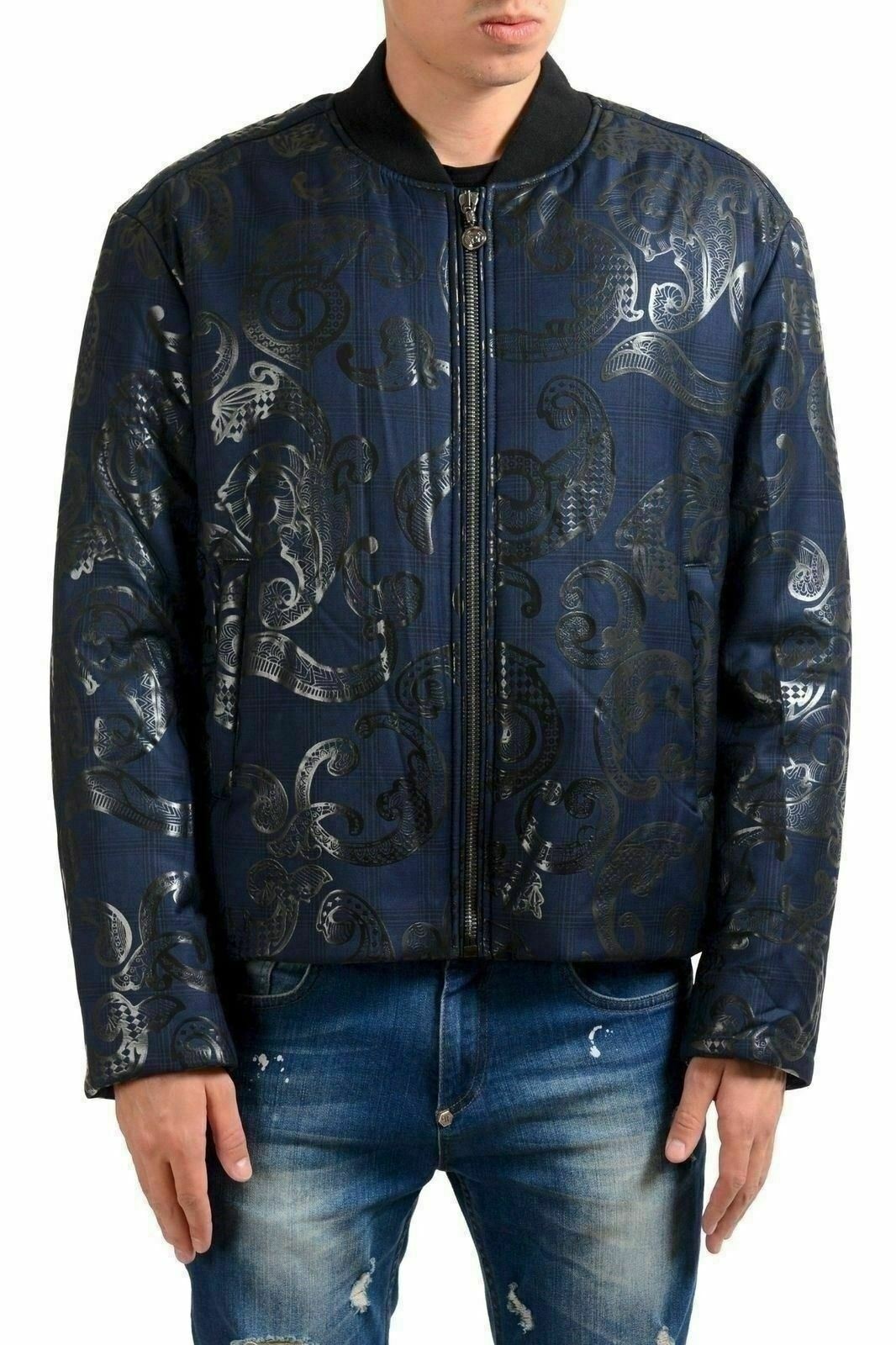 3500 Мужская куртка-бомбер Versace из 100 шерсти с дизайнерским дизайном US M IT 50 181490₽