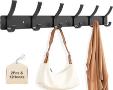 2 Pack Coat Rack Wall Mount, All Metal Wall Hooks for Hanging, Wall Hat Rack wit