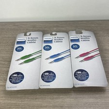 Phillips Audio/Video 3.5 Mm Cable 3ft Lot Of 3 Brand New Sealed