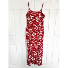 Vintage Hilo Hattie Red Hibiscus Hawaiian Maxi Dress Floral Column Sheath Y2K 10