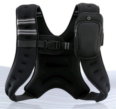 Zelus Weighted Vest 12lb Workout Vest  Reflective Stripe w Phone Holder OB