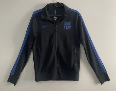 Nike FCB Barcelona Medium Black Blue Full Zip Long Sleeve Thin Jacket