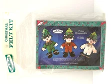 Vintage 1973 LeeWards Jeweled Pixies Felt Ornament Kit 14-38589 Makes 3