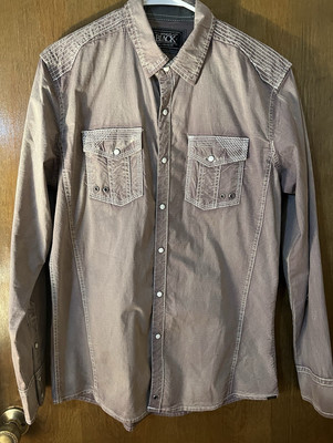 BKE Buckle Black Long Sleeve Western Pearl Snap Shirt Mauve Men s Size M