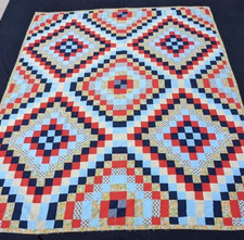 Vintage Beautiful Quilt Different Pieces Hand Woven size 83x72 inches