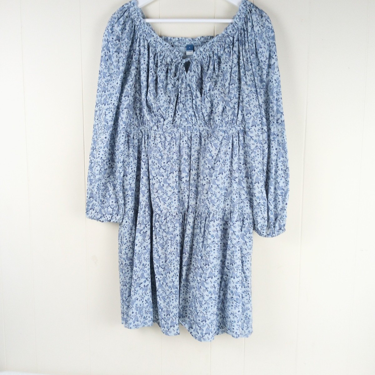 milkmaid dress navy blue Cotton Tiered Milkmaid Midi Dress