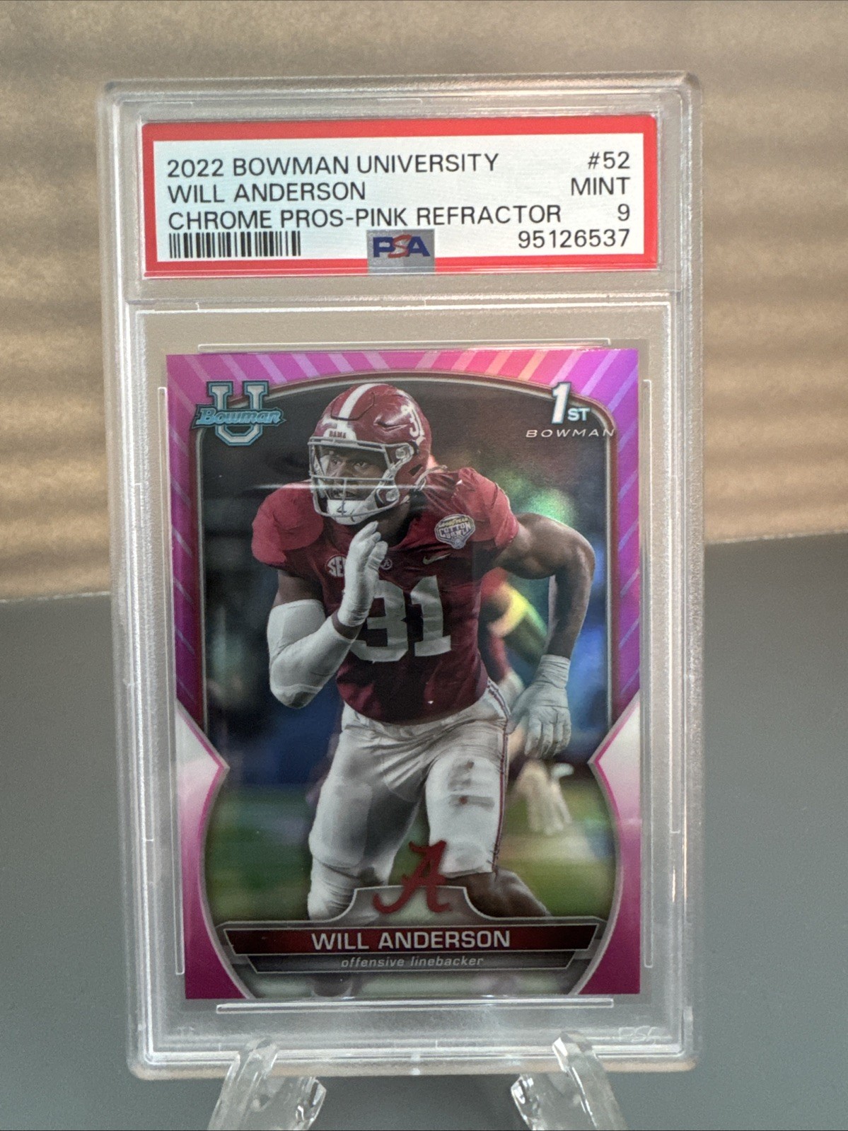 2022 Bowman University Chrome - Will Anderson #52 Pink Refractor (RC)