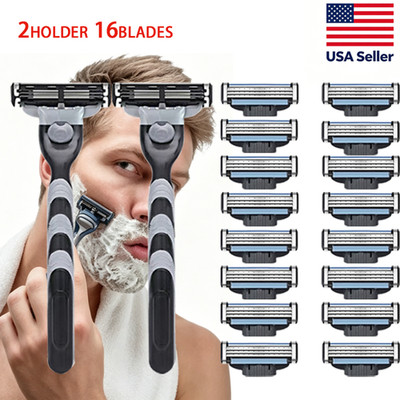1holder 8blades Men's Razor Blades Refill Replacment Comfortable Shave Trimmer 