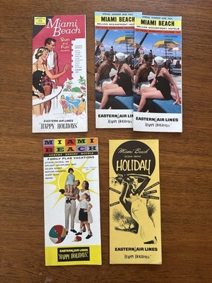 Vintage Eastern Airlines Ephemera Booklets Brochures Aviation Miami Beach 1950s 