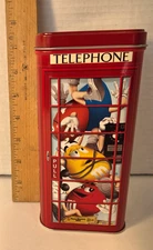 M & M English TELEPHONE BOOTH CANISTER, TIN LIMITED EDITION 2002