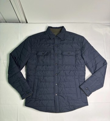 Faherty Mens Button Up Atmosphere Reversible Quilted Shirt Jacket Blue Sz Large