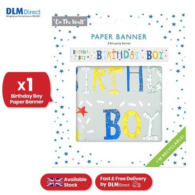 Banner Geburtstag Junge, Recyclingpapier 2,6 m, moderner Druck Hängeschild