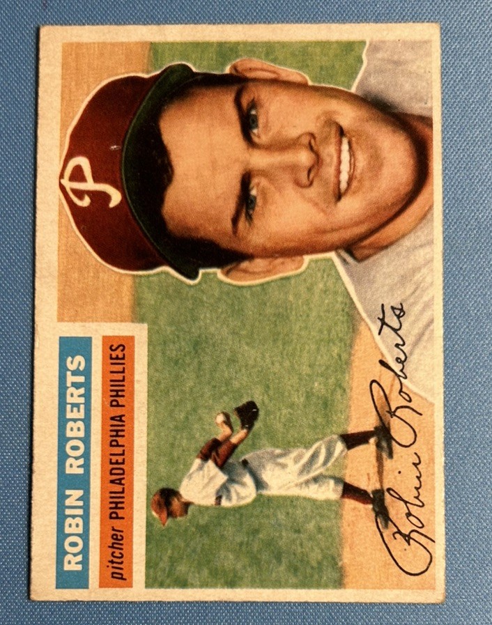 1956 Topps Robin Roberts #180 White Back VG/EX HOF Phillies No creases!