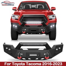 Steel Front Bumper For 2016-2023 Toyota Tacoma Wwinch Plate Led Lights Drings