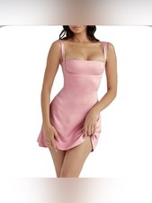 House of CB Kara Mini Dress Women’s Medium Pink Satin Bustier Ballet Coquette