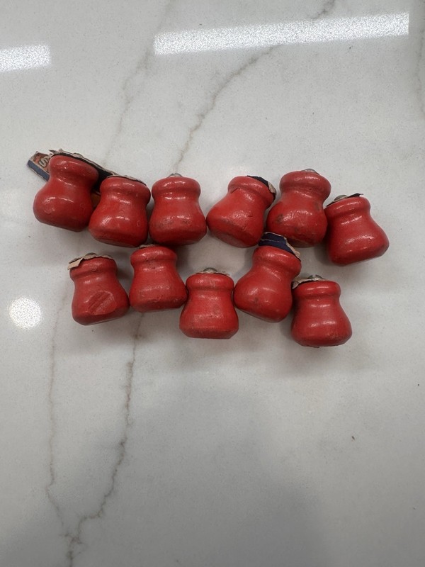 11 Vintage Cover Replacement Knobs Red Wood ACME, Drawers, Cabinets, Cookie