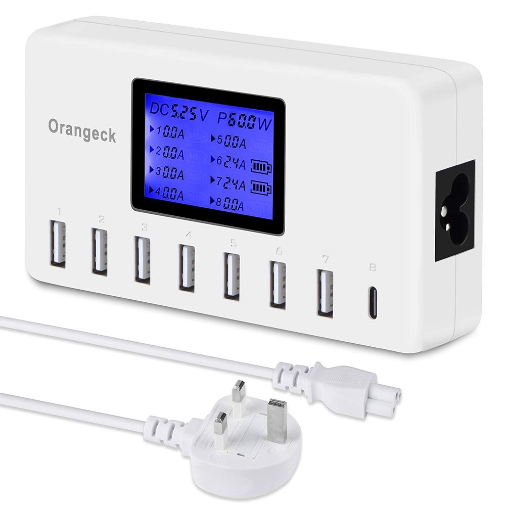 60W 8 Port Desktop USB Charging Station With LCD Digital Display for iPhone iPad