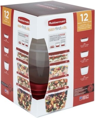 Rubbermaid Set of 12 Easy Find Vented Lids Food Storage Containers