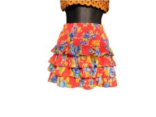 Abercrombie  Fitch Floral Ruffle Layered Mini Skirt Red Blue Yellow Green S
