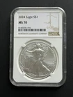 2024 $1 American Silver Eagle NGC MS70 Brown Label