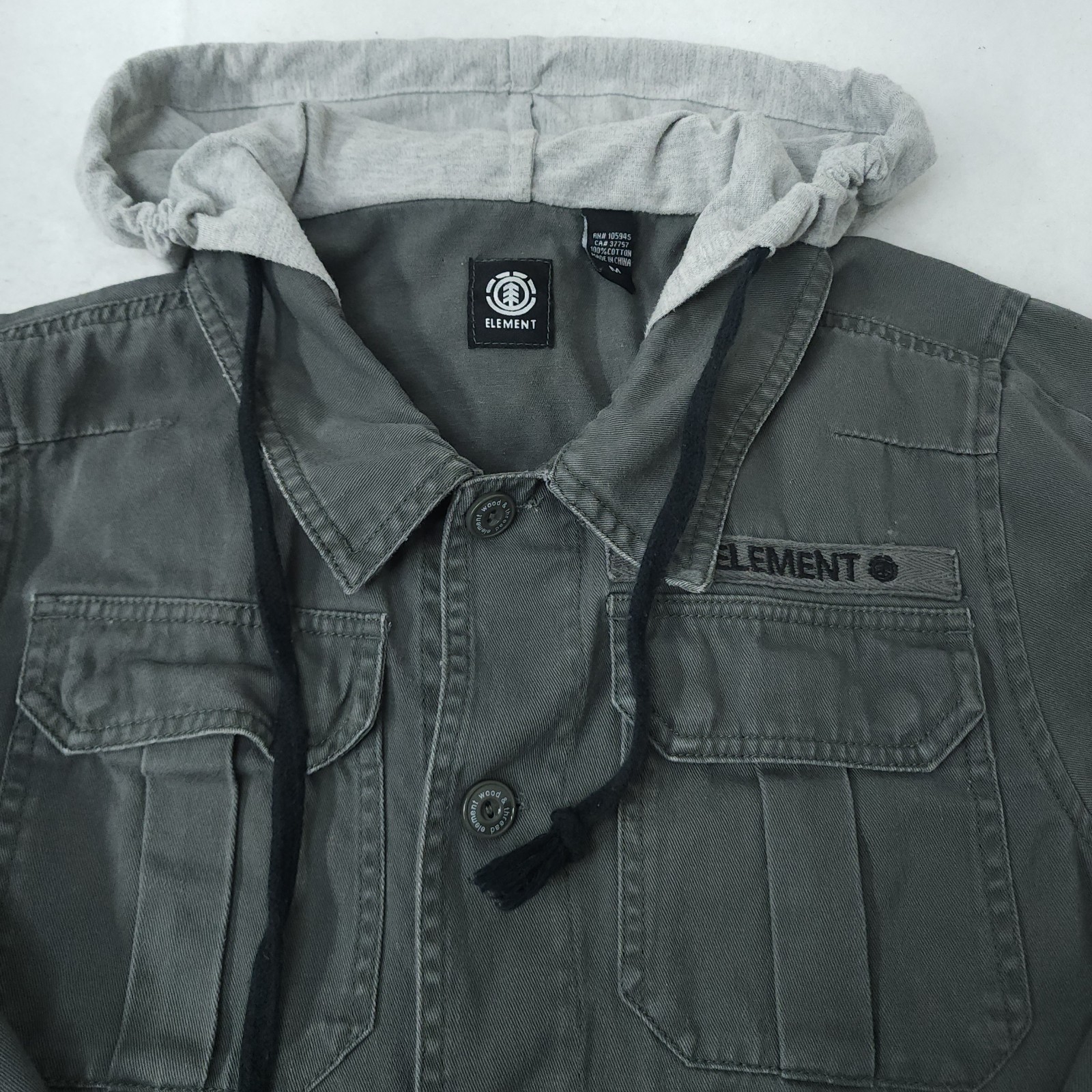 Military Army Hooded Shirt Jacket Mens M Skater Grunge