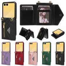 For Samsung Galaxy Z Flip7/6/5/4/3 Zipper Wallet Kickstand Crossbody Phone Case
