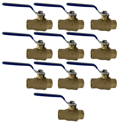 10 Pack XFITTING 3/4" Sweat Ball Valve w. Drain& Cap , Lead Free Brass , 600 WOG