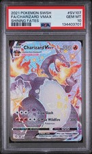 Pokémon Charizard Vmax #SV107 Shining Fates PSA 10 gemme ottime condizioni inglese 2021 shiny