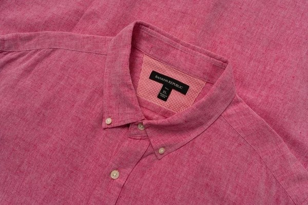 Men Banana Republic Shirt Pink Linen 42 / XL / 50
