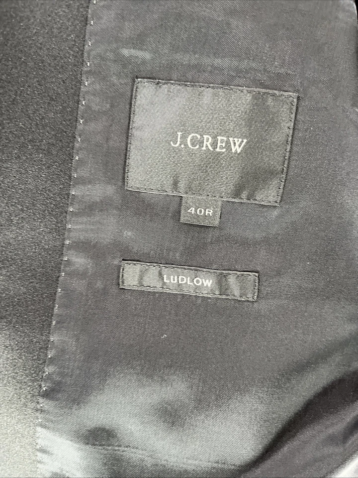 Chaqueta Esmoquin JCrew Ludlow 40R Negro Lana Chal Cuello Tollegno 1900 Ita G2U Foto 4 de 4