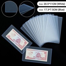 10-50Pcs Hard Plastic Clear Money Holder Bill Money Top-Load Sleeves Display
