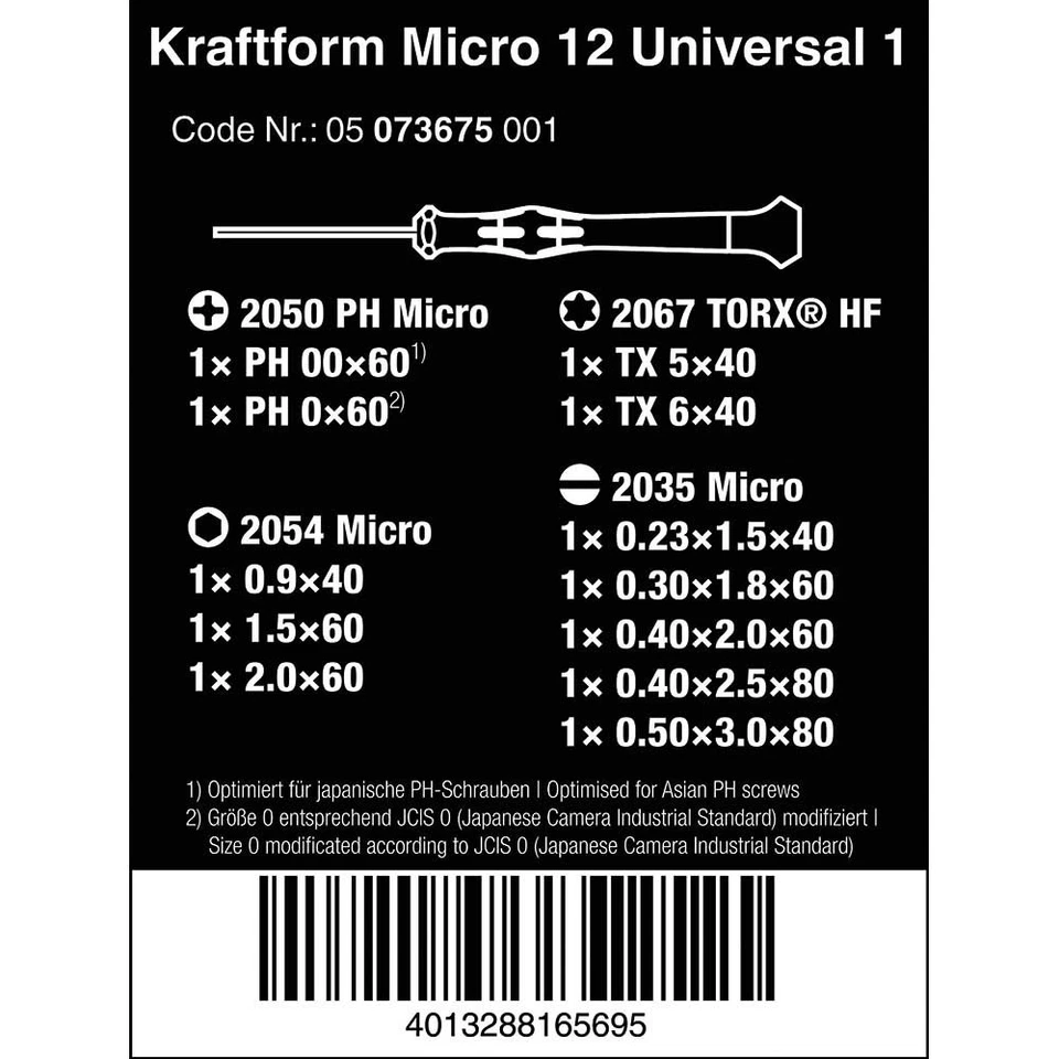 Wera 73675 Kraftform Micro Precision Screwdriver Set, 12 Pieces - Image 4 of 4