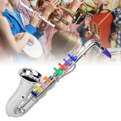 Silver Plastic Mini Saxophone Toy for Children - Fun and Musical