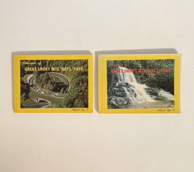 Set of 2 Vintage Great Smoky Mts Nat'l Park Souvenir Albums 1 & 2 4'' Photo Books
