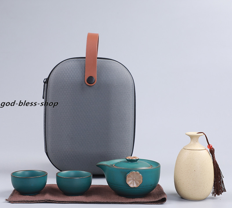 Pot + 2 Tea Cups + Tea Canister + Portable Bag Ceramic Tea S