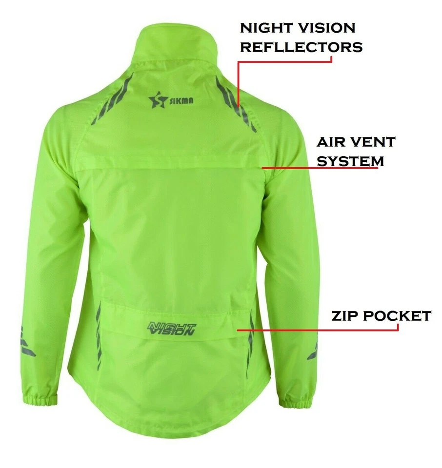 Unisex Cycling Jacket Waterproof Outwear Hi-Viz Running Bicycle Jacket  - Image 4 of 4