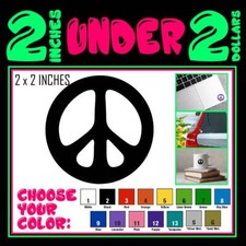2" Peace Sign Decal Vinyl Die Cut Sticker Hippie 70s Retro Love World Decor Life