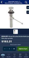 Kohler Premier Pop-Up Drain, Exposed with Overflow - Brushed Nickel - 7114-A-BN