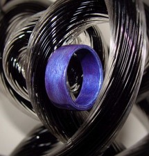 Dark Blue Dyed Birch Wood Ring Bentwood Ring Handmade To Order Unisex