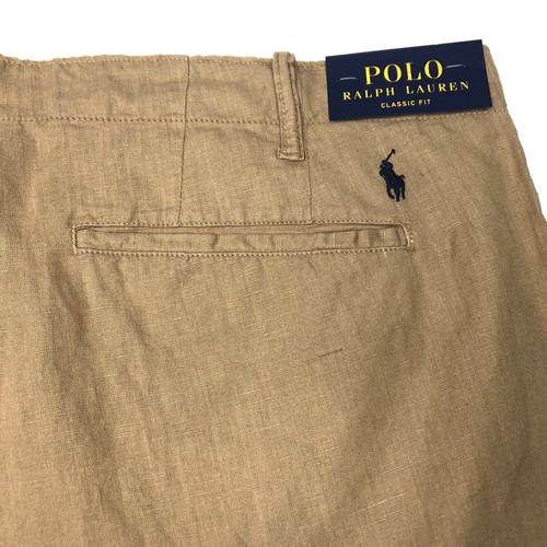 Polo Ralph Lauren Classic Fit Linen Blend Shorts Luxury Beige Sz 40 - Foto 8 di 10
