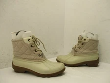 Sperry Cream Rubber Gray Quilted Zip Duck Boots Womens Size 6 Style STS82538