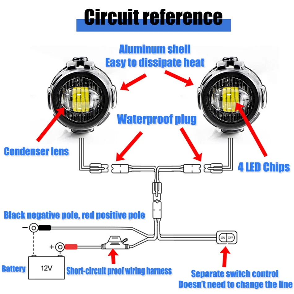 Luzes auxiliares de direção de lâmpada de neblina de LED adequadas para BMW K1600 R1200GS R1100GS F700GS - Imagem 3 de 4