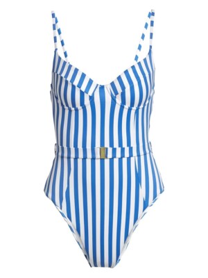 $195 Onia X WeWoreWhat Blue White Danielle One Piece Swimsuit Small yap2524 