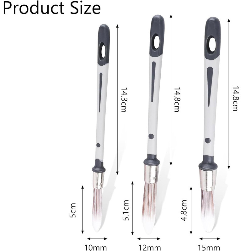 3Pcs Small Paint Brush Wall Trim Painting Tools Pointed Synthetic Sash Brush Set eBay