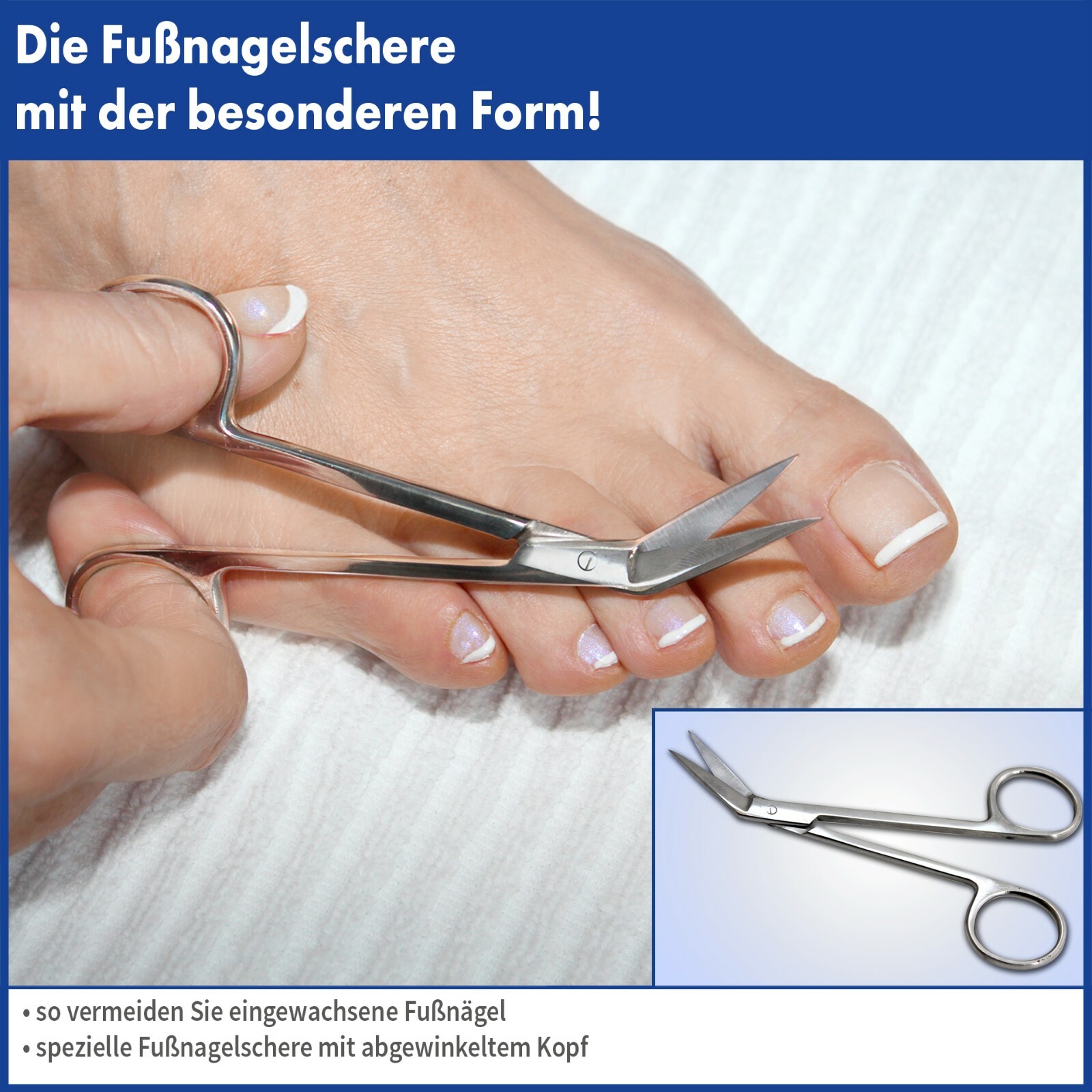 Ergo Nagelscheren Set | Fuß- & Fingernagelschere Mit Gebogener Schneide | Edelstahl & Nachstellbar