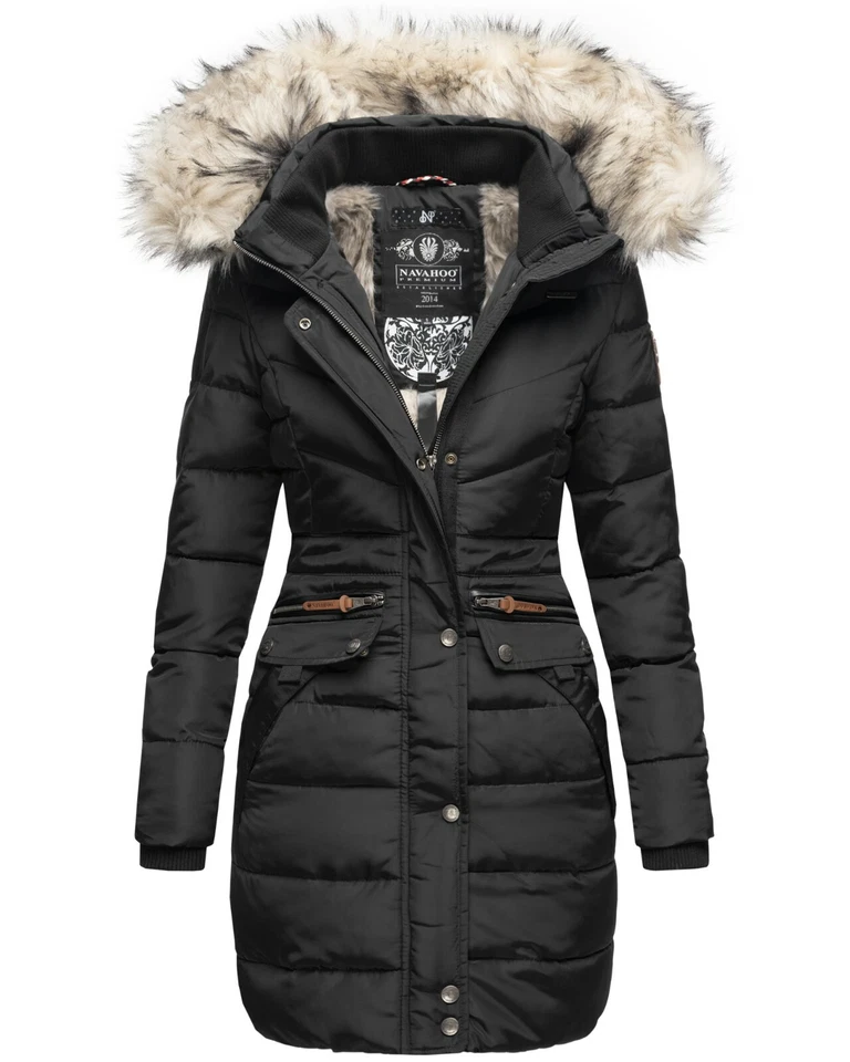 Navahoo PAULA Damen Winter Jacke Steppjacke Mantel Parka Kapuze Warm Gefüttert