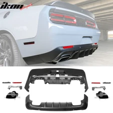 For 08-14 Dodge Challenger 2015+ SRT Hellcat Style Rear Bumper Cover V3 Diffuser