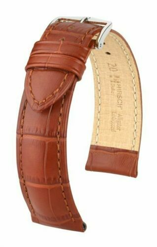 Cinturino Hirsch Duke 12mm Vera Pelle Alligatore Marrone Medio – Donna, Con Anse Libere